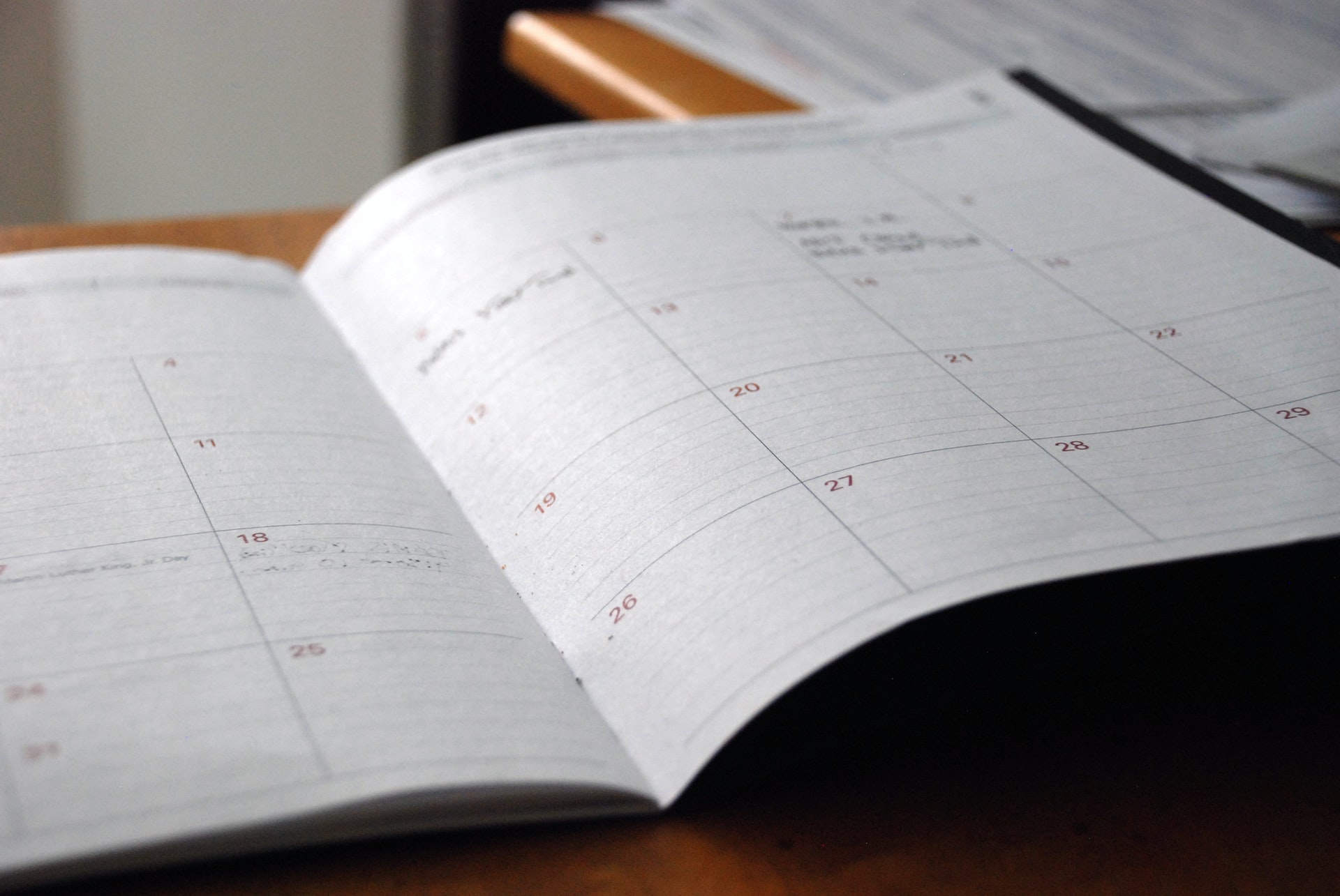 A datebook calendar representing time changes regarding tax court of canada proceedings